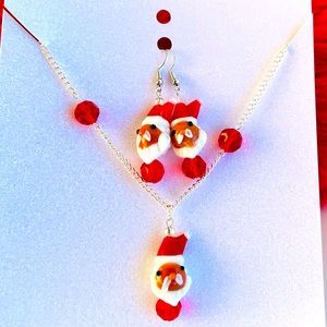 Santa necklace and earring set. $35
